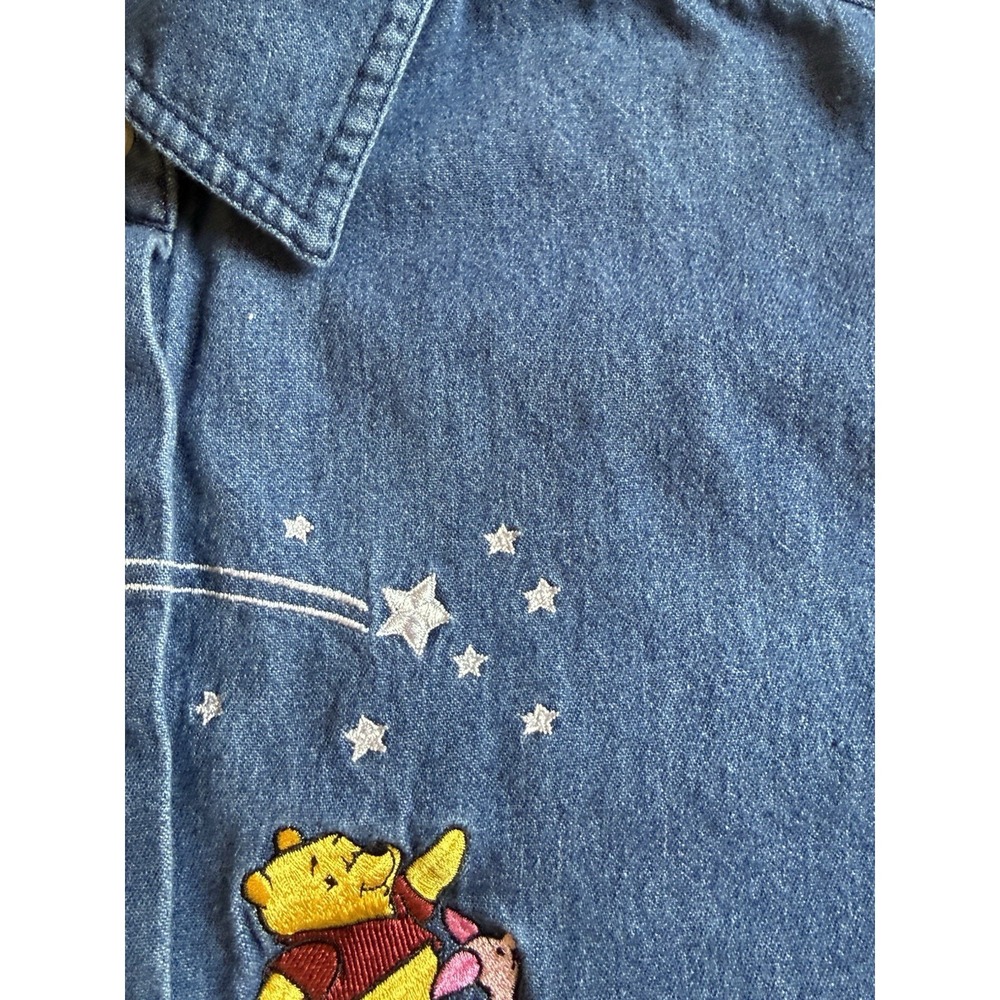 Vintage Style Disney Pooh Denim Shirt Womens XL Embroidered Tigger Eeyore Piglet - Picture 7 of 13